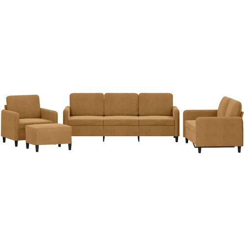  4-dijelni set sofa smeđi bar&amp;scaron;unasti Slike