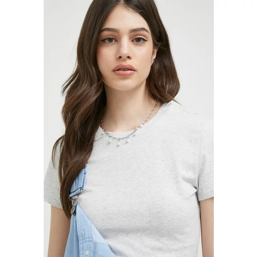 Abercrombie & Fitch Kratka majica ženski, siva barva