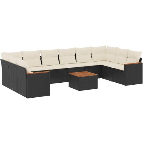  11-dijelni set vrtnih sofa od poliratana s jastucima crni Crna 62 x 62 x 69 cm Slike