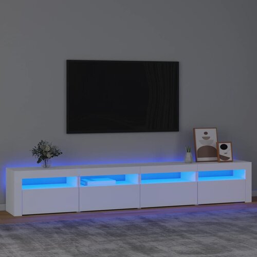 The Living Store TV omarica z LED lučkami bela 240x35x40 cm - TV Omarica, (21434602) Slike