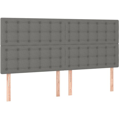 Maison Chic Posteljno vzglavje - Vzglavna omarica 4 kosa temno siv 80x5x78/88 cm blago, (22077442) Slike