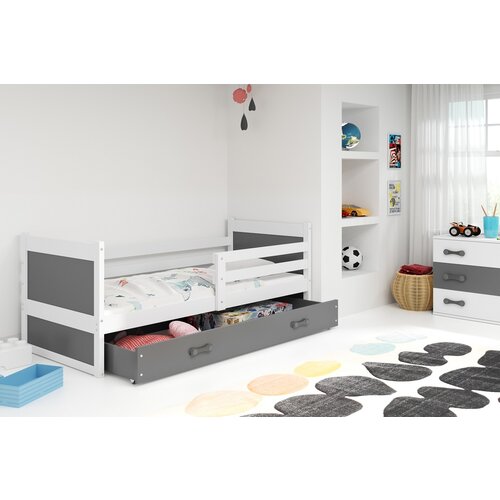 BestBed Postelja RICO s predalom-Bela-Grafit + GRATIS le�i��e Cene