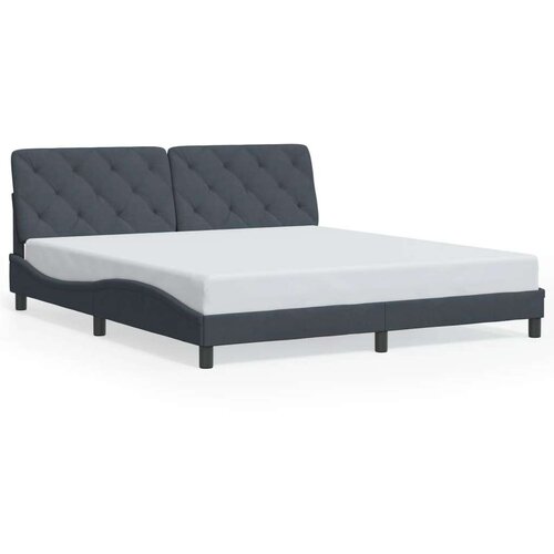 VidaXL Okvir za krevet s uzglavljem tamnosivi 200x200 cm bar&amp;scaron;unasti Slike