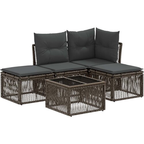 VidaXL Vrtna sedežna garnitura 5 pcs Siva poli ratan, (5000271566) Slike
