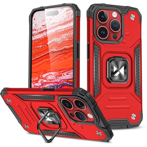 Wozinsky Rdeča oklepna torbica z držalom za prste za iPhone 15 Pro Ring Armor, (21522409) Cene