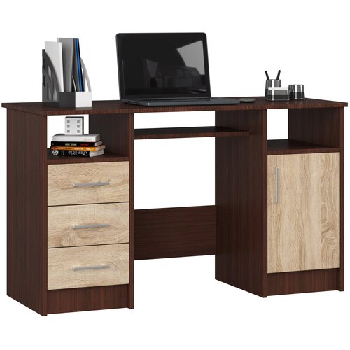 AKORD Ana Računalni&scaron;ka Miza, 3 Predali, Wenge/Hrast Sonoma, (5000333074) Cene