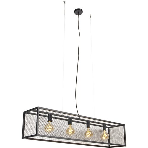 QAZQA Industrijska viseča svetilka črna 118 cm 4-luč - Cage Mesh Cene