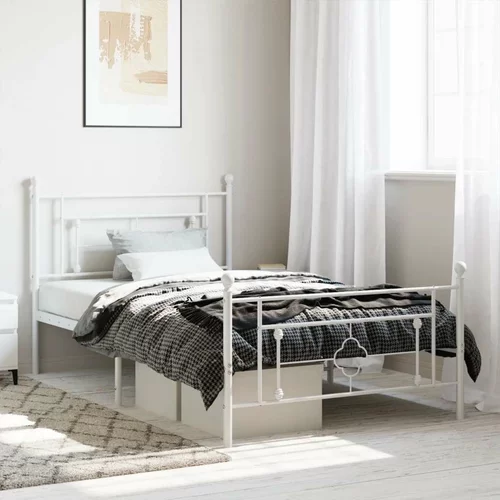Metalni Kovinski posteljni okvir z vzglavjem in vznožjem bel