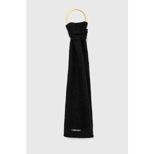 Calvin Klein Kratki šal s primjesom vune boja: crna, jednobojni model
