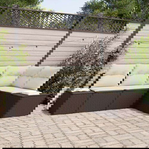  4-dijelni vrtni kauč set s jastucima smeđi poli ratan Cijene