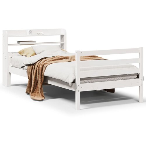 Maison Chic Posteljni okvir - Enojna postelja - Postelja za odrasle z vzglavjem brez vzmetnice bel 100x200 cm, (21695017) Slike