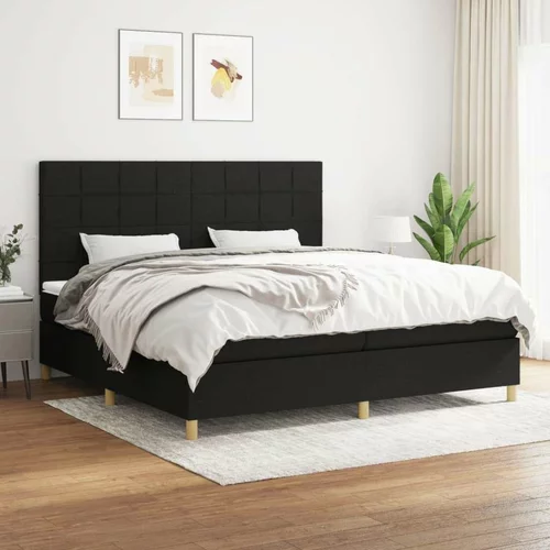  Box spring postelja z vzmetnico črn 200x200 cm blago, (20761180)