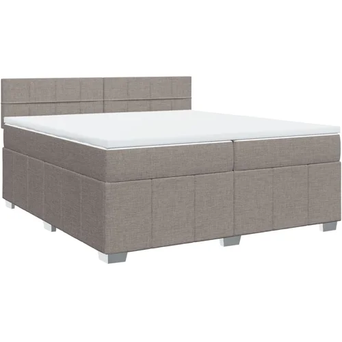 vidaXL Box spring postelja z vzmetnico taupe 200x200 cm blago, (21308745)