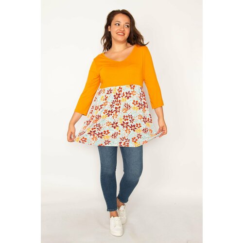 Şans Women's Large Size Colorful Skirt Patterned Tunic Slike
