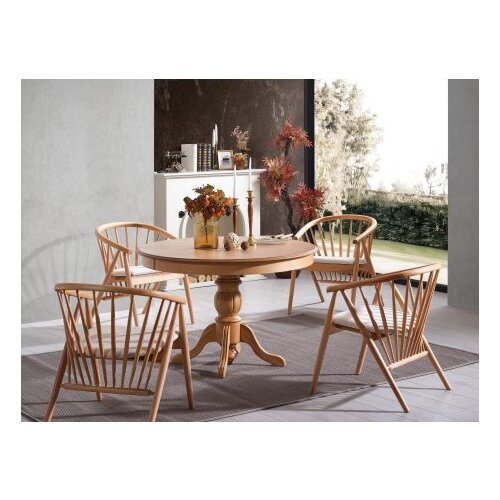 Hanah home Rastegljivi trpezarijski sto i stolice Eva, 118-158 cm, 4 stolice, Smeđa Slike