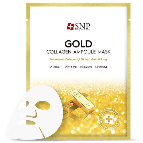 SNP maska za lice protiv bora gold collagen ampoule mask 25ml Slike