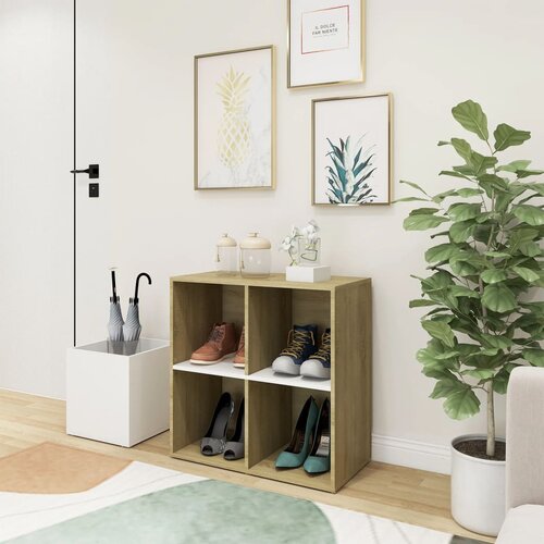 Furnova Omara za čevlje bela in sonoma hrast 105x35,5x70 cm iverna pl., (21953954) Slike