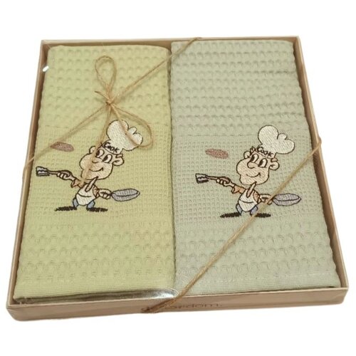 Dekordom Kuhinjska krpa WAFFLE SET BOX 2/1 40x60 - Chef/Green Cene