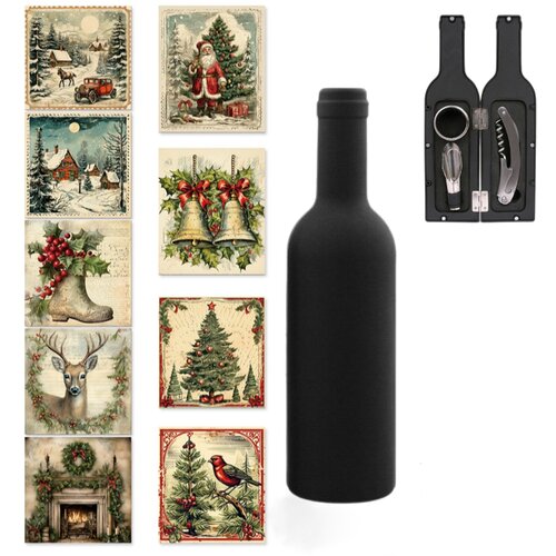  Praznična steklenica s pripomočki za vino -MALA - Božič Cene