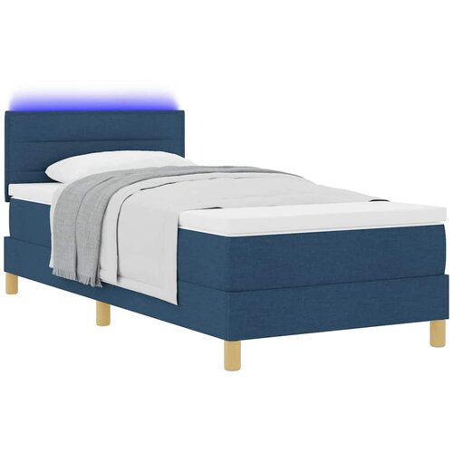  LED Box Spring Krevet s LED trakama Plava 90 x 200 cm tkanina Slike