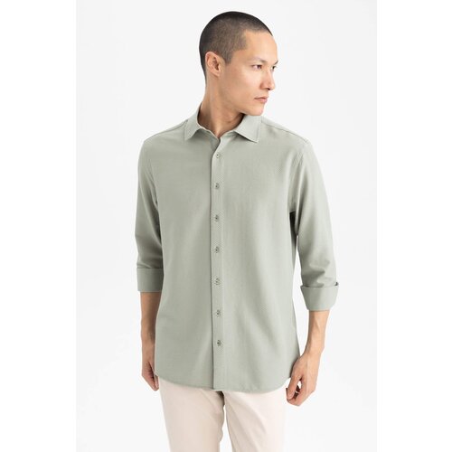 Defacto Modern Fit Polo Neck Crinkle Long Sleeve Shirt Slike