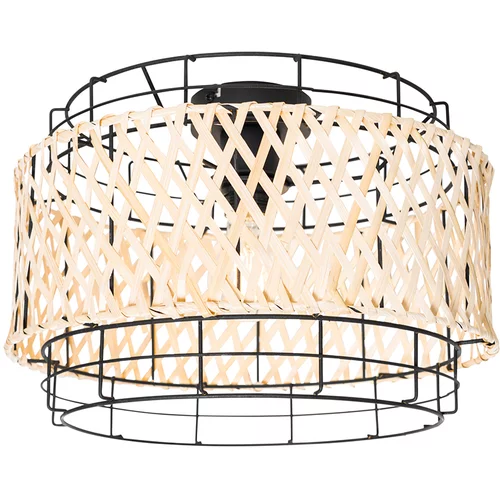 QAZQA Orientalska stropna svetilka črna z bambusom - Irena