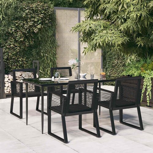  5-dijelni vrtni blagovaonski set od PVC ratana crni Cijene