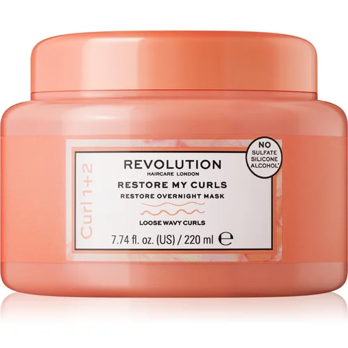 Revolution Haircare London Curl 1+2 Restore My Curls Restore Overnight Mask maska za lase za kodraste lase 220 ml