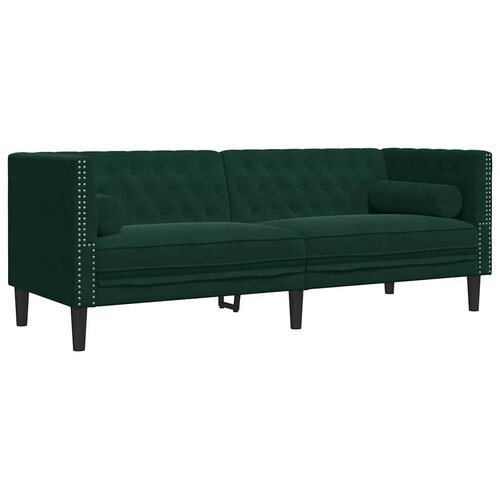  2-dijelni set sofa Chesterfield tamnozeleni bar&amp;scaron;unasti Slike