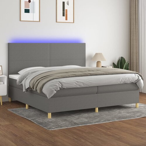 Krevet box spring s madracem LED tamnosivi 200x200 cm tkanina Cene