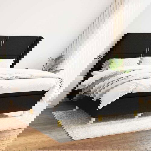  Krevet s oprugama i madracem crni 140 x 190 cm od tkanine Slike