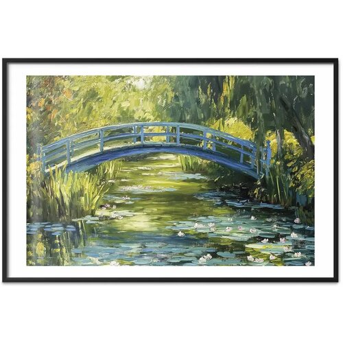  Plakat Impressionist bridge - painting of a bridge against a picturesque background 90x60 Crni okvir s margom Cijene