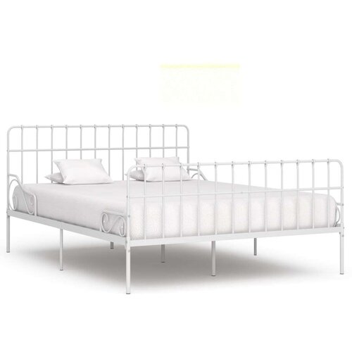 Za krevet s podnicama bijeli metalni 200 x 200 cm Slike
