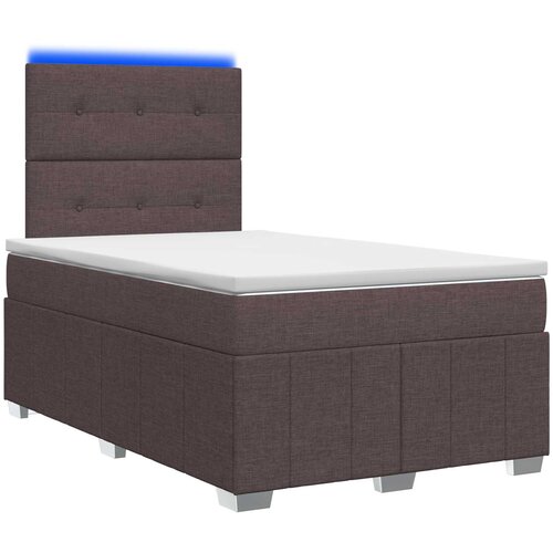  LED okvir za krevet s madracem Tamno smeđa 120 x 190 cm Tkanina Slike