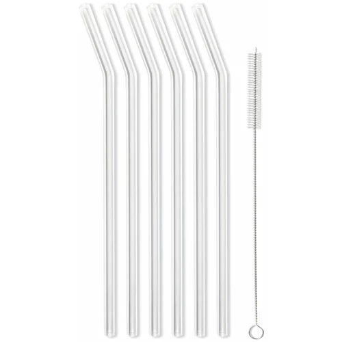 Vialli Design Set od 6 bijelih staklenih slamki , dužina 23 cm