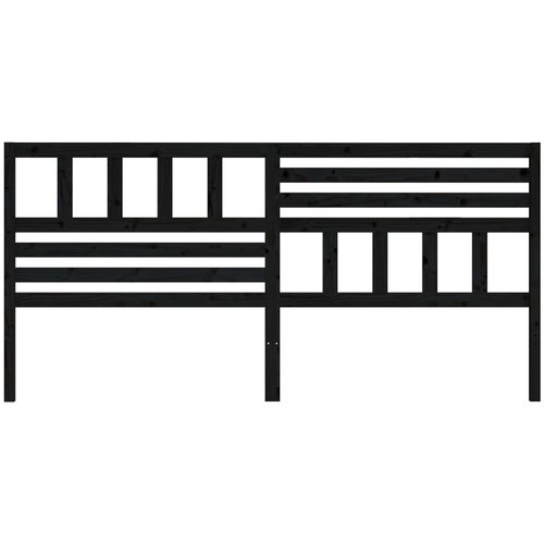  Uzglavlje za krevet crno 186 x 4 x 100 cm od masivne borovine Slike