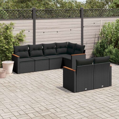  7-dijelni set vrtnih sofa od poliratana s jastucima crni Cijene
