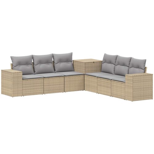  Set sofe 7 kom. Bež i svijetlo siva 55 x 55 x 69 cm Slike