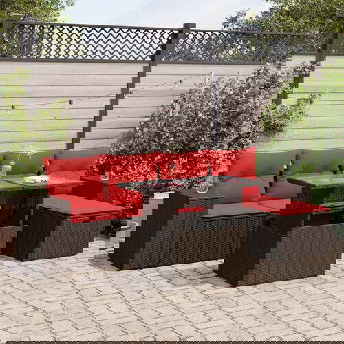 vidaXL 6-dijelni set vrtnih sofa s jastucima crni od poliratana bagrem Cijene