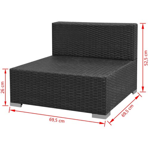  7-dijelni vrtni lounge set s baldahinom poli ratan crni Slike