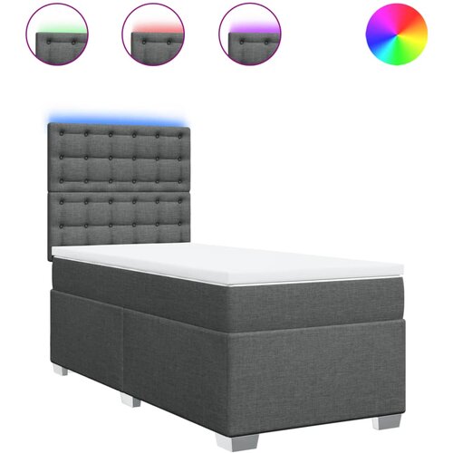 vidaXL Box spring postelja z vzmetnico temno siva 90x200 cm blago, (21291245) Cene