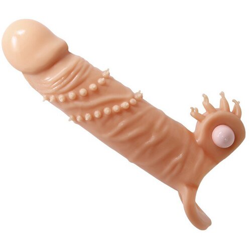 Pretty Love Connor Penis Sleeve Vibrator with Clitoral Stimulator Nude Cene