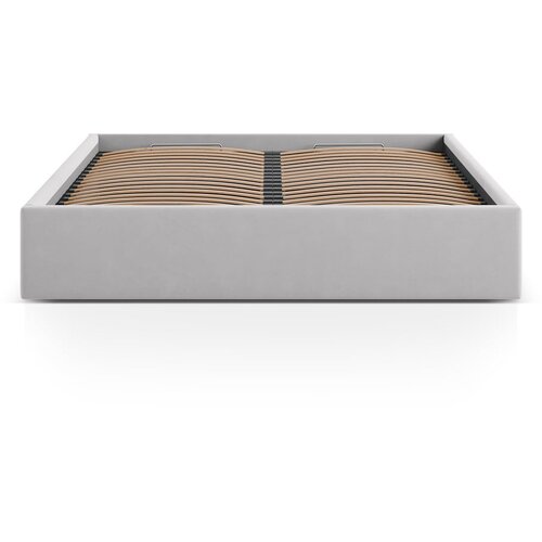 Micadoni Svijetlo sivi tapecirani bračni krevet s prostorom za odlaganje/bez uzglavlja s podnicom 140x200 cm Susan – Cijene