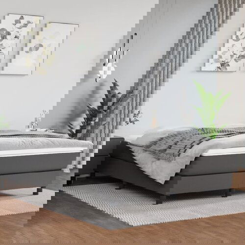 VidaXL Krevet s oprugama i madracem sivi 140x200 cm od umjetne kože Slike