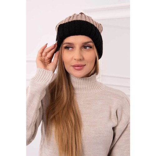 Kesi Cap with fleece Bojana K265 black+beige+cappuccino Cene