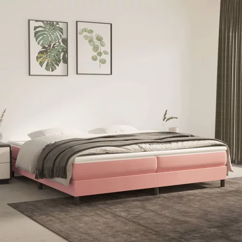 vidaXL Box spring posteljni okvir roza 200x200 cm žamet