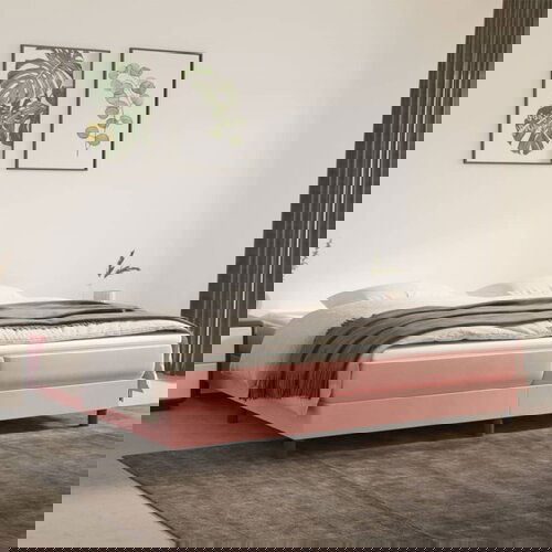VidaXL okvir za krevet s oprugama ružičasti 200x200 cm bar&amp;scaron;unasti Slike