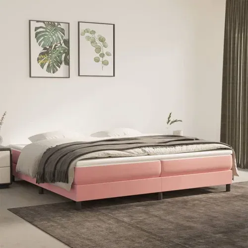 vidaXL okvir za krevet s oprugama ružičasti 200x200 cm baršunasti