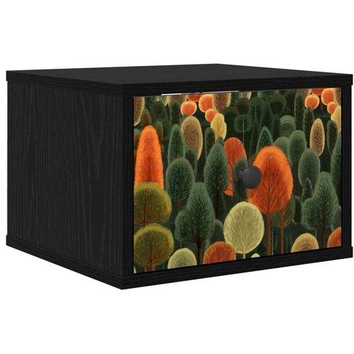  Wall-mounted noćni ormarić ZAANDAM Crni hrast 36 x 33 x 25 cm - Crni hrast Print &amp;scaron;ume 1 Slike