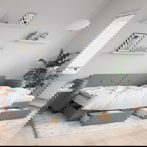  The Living Store Izvlečna dnevna postelja s predali svetlo siva 80x200 cm blago - Izvlečna Dnevna Postelja, (21509078) Cene